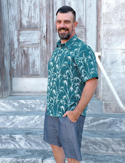 Island Escape Organic Cotton Men's Button Down Shirt - Passion Lilie
