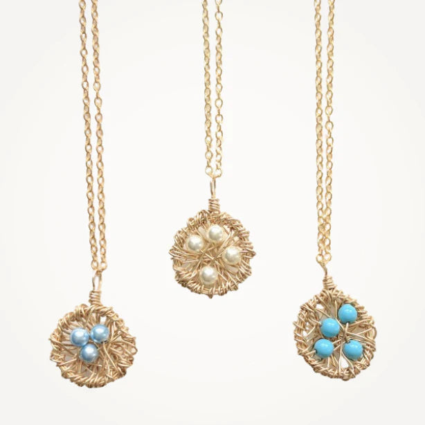 Gold Nest Necklace | Choice of Pearls