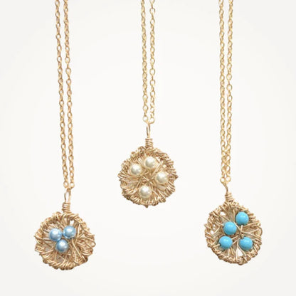 Gold Nest Necklace | Choice of Pearls