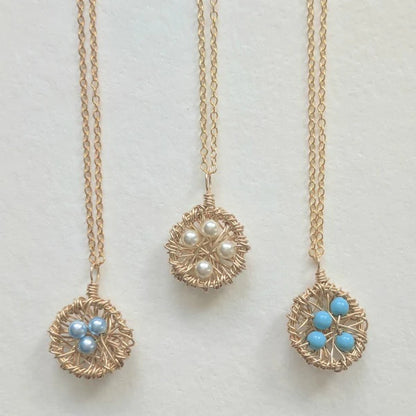 Gold Nest Necklace | Choice of Pearls