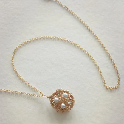 Gold Nest Necklace | Choice of Pearls