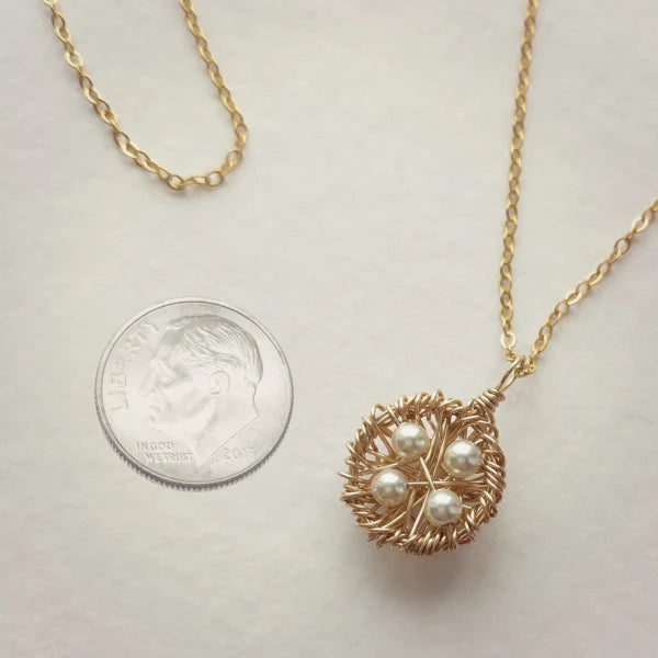 Gold Nest Necklace | Choice of Pearls