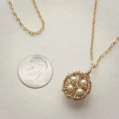 Gold Nest Necklace | Choice of Pearls