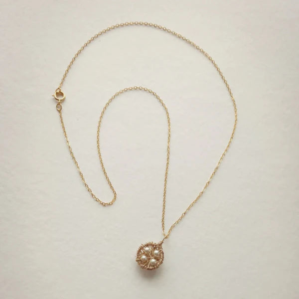 Gold Nest Necklace | Choice of Pearls