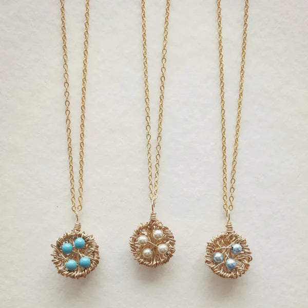 Gold Nest Necklace | Choice of Pearls