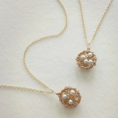 Gold Nest Necklace | Choice of Pearls