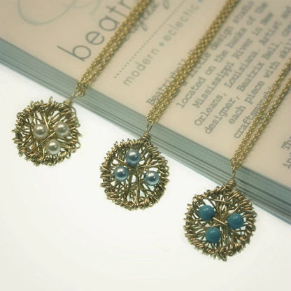 Gold Nest Necklace | Choice of Pearls