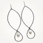 Marquise Drop Earrings Oxidized Sterling Silver and Freshwater Pearl