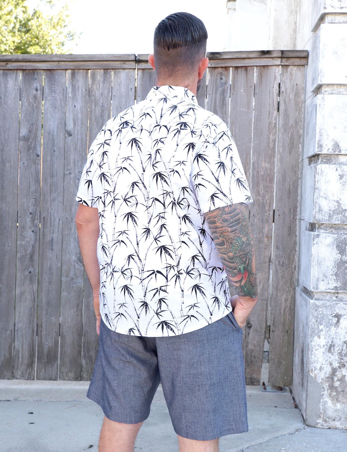 Palm Paradise Organic Cotton Men's Button Down Shirt - Passion Lilie