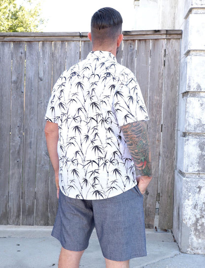 Palm Paradise Organic Cotton Men's Button Down Shirt - Passion Lilie
