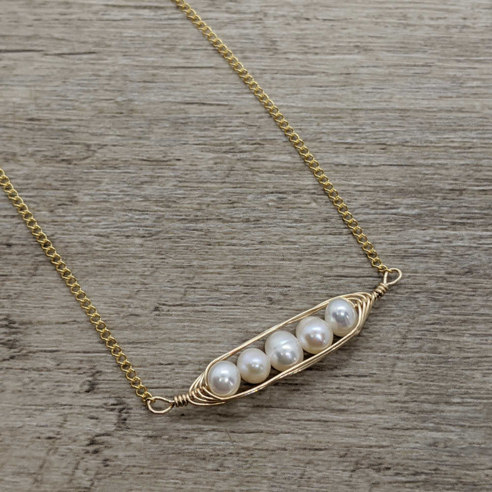 Peapod Necklace | Tiny Gold Dipped