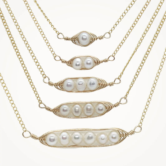 Peapod Necklace | Tiny Gold Dipped