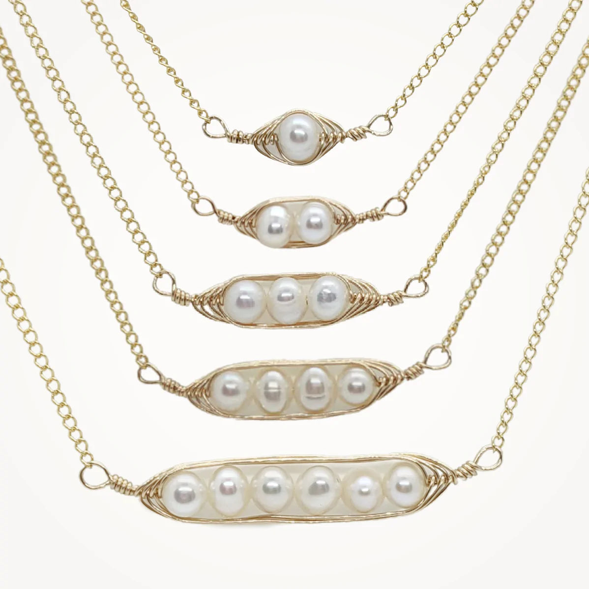 Peapod Necklace | Tiny Gold Dipped