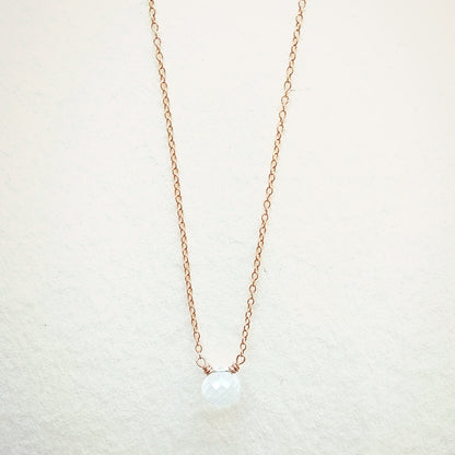 Micro Faceted Moonstone Necklace | Rose Gold Chain