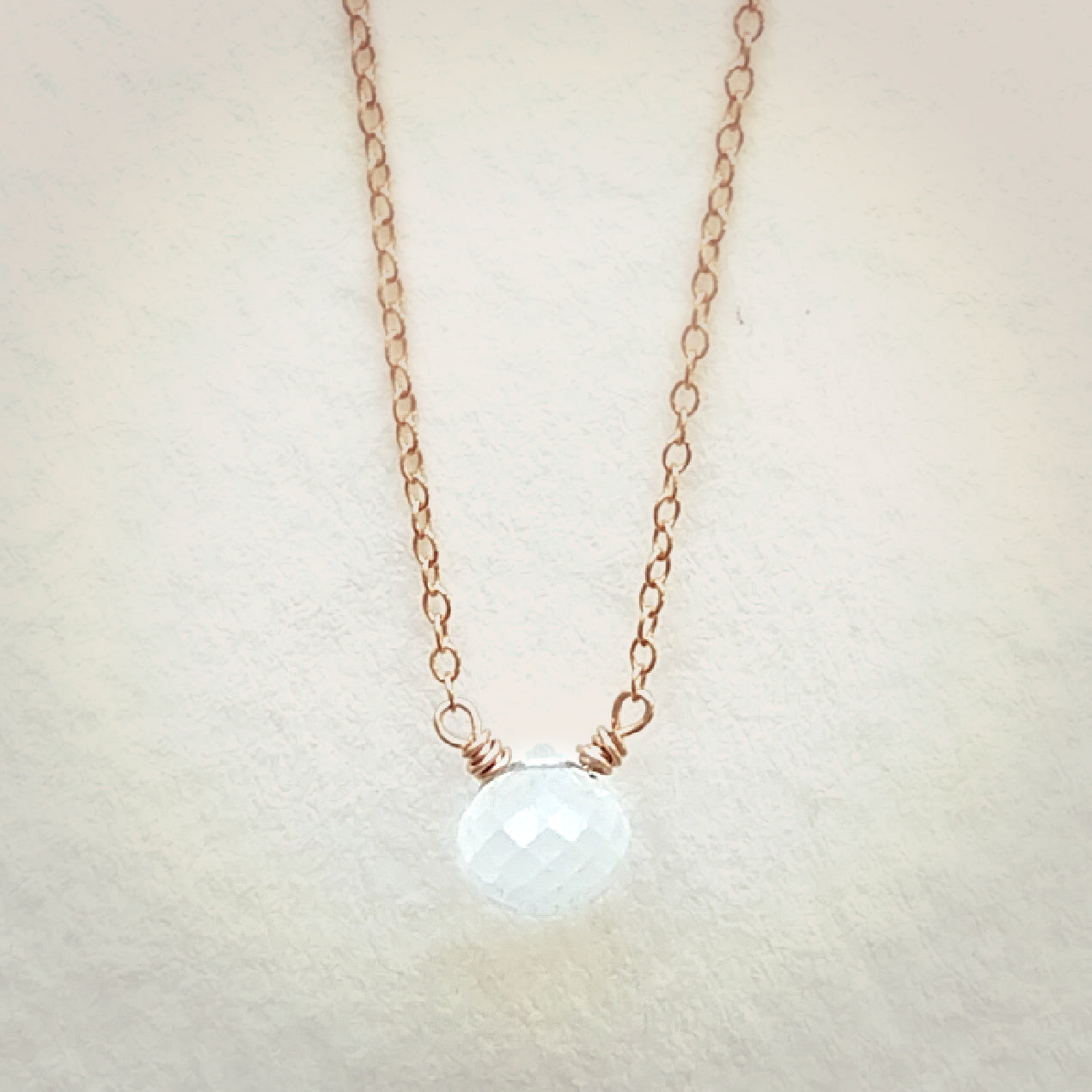 Micro Faceted Moonstone Necklace | Rose Gold Chain