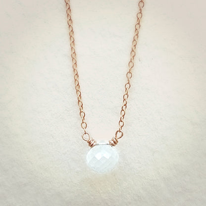 Micro Faceted Moonstone Necklace | Rose Gold Chain