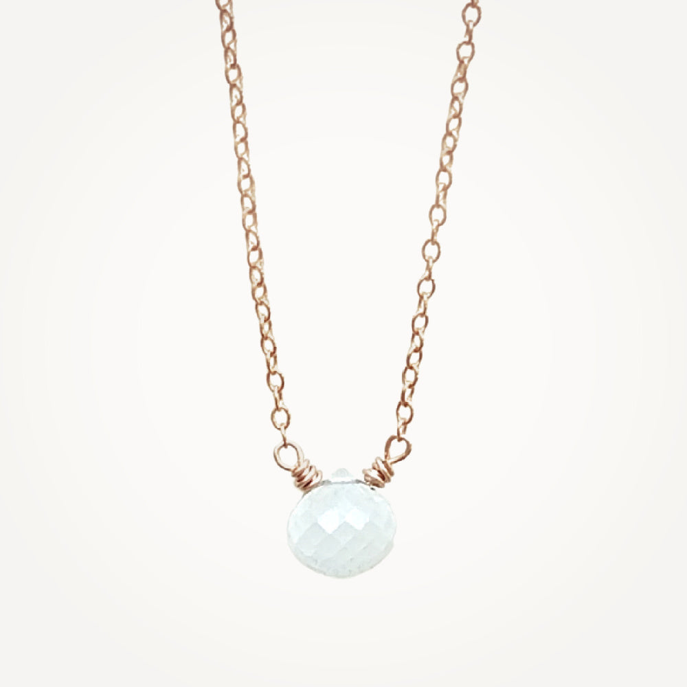 Micro Faceted Moonstone Necklace | Rose Gold Chain