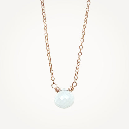 Micro Faceted Moonstone Necklace | Rose Gold Chain