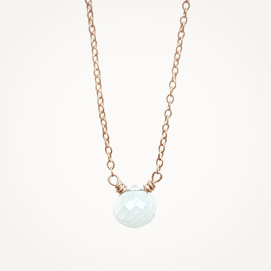 Micro Faceted Moonstone Necklace | Rose Gold Chain