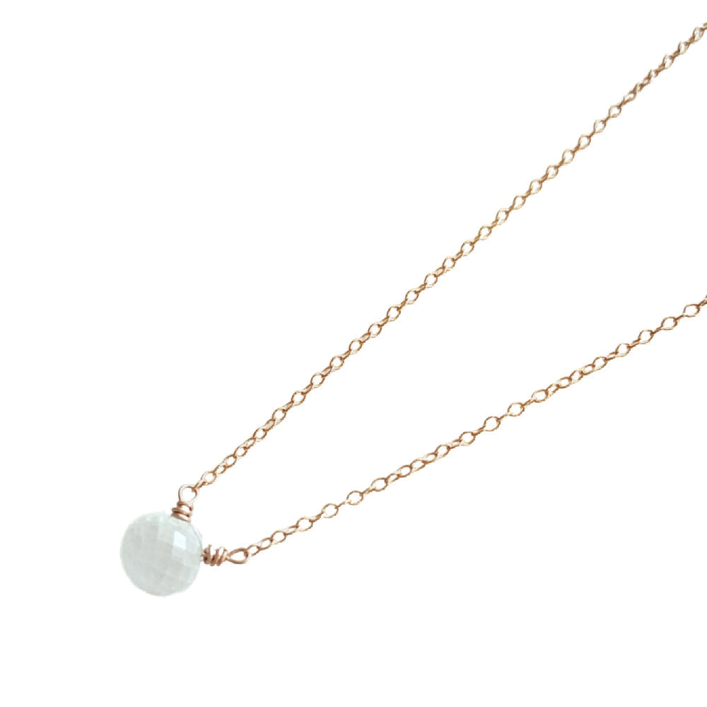 Micro Faceted Moonstone Necklace | Rose Gold Chain