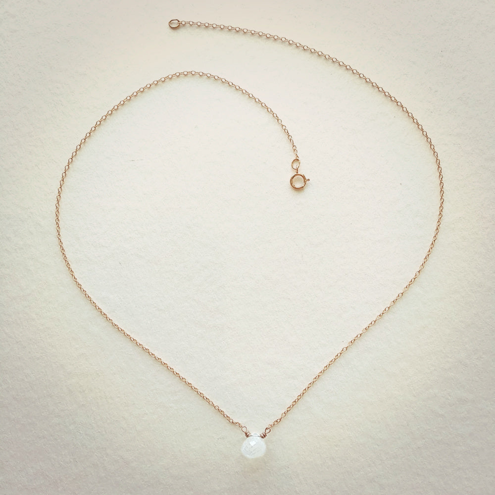 Micro Faceted Moonstone Necklace | Rose Gold Chain