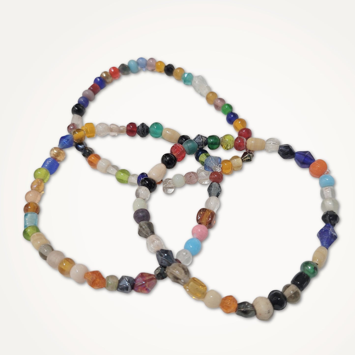 Repurposed Vintage Mardi Gras Bead Bracelets • Set of Three