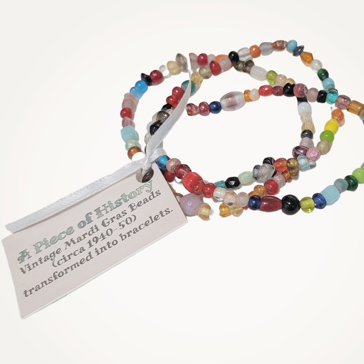 Repurposed Vintage Mardi Gras Bead Bracelets • Set of Three