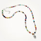 Vintage Mardi Gras Bead Necklace with Fleur de Lis Charm